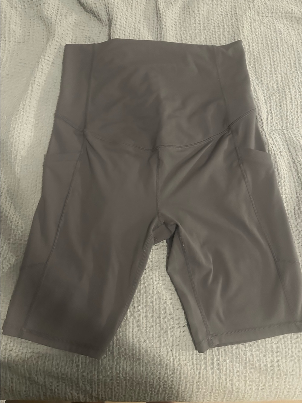 Fabletics Maternity Women’s Bike Shorts in Taupe Gray Small